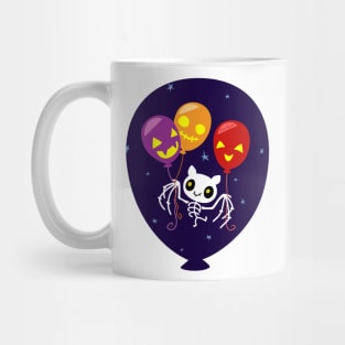 Halloween Bat Skeleton Flying With Balloons Mug